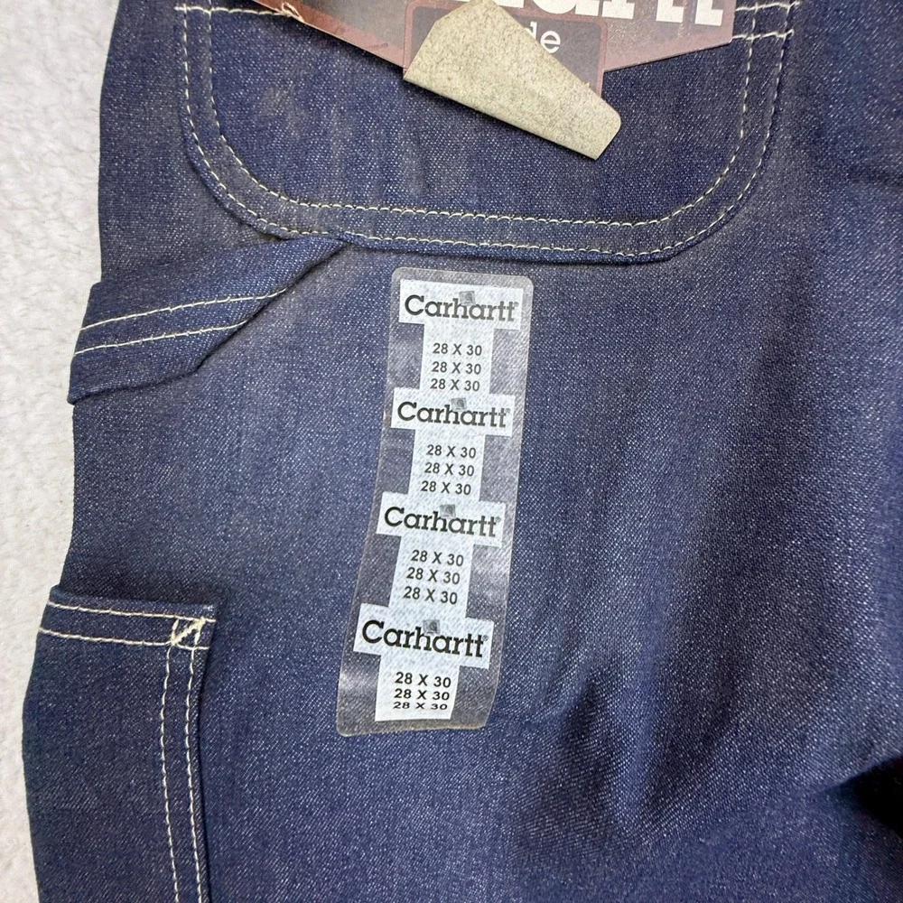 Carhartt B03 DNM Mens 28x30 Denim Work Dungaree Carpenter Jeans Dark Wash Blue